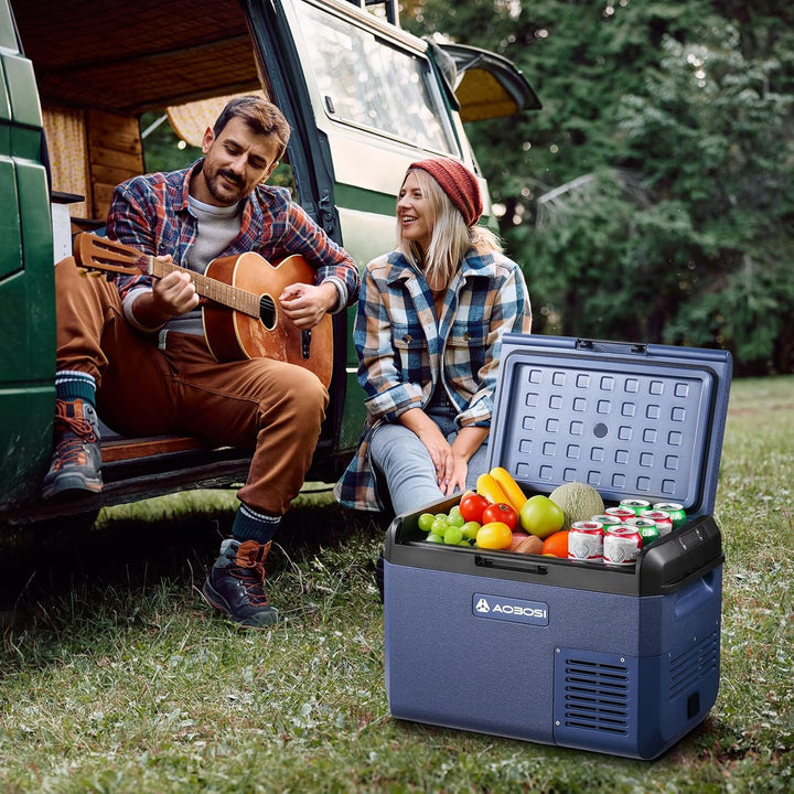 AAOBOSI Kompressor Kühlbox 25L, Tragbare Elektrische Kühlbox 12V/230V, IPX4 Wasserdicht, -20°C bis 2