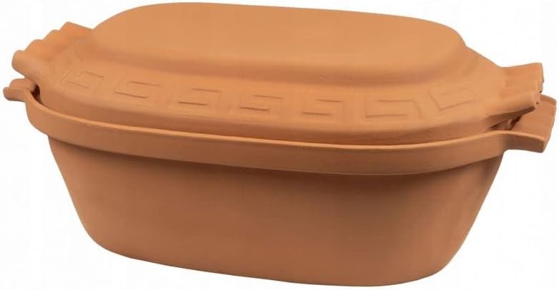 Keramiktopf Steingut Ton Topf Rund Brätertopf Dampf Garer Thermo Tontopf Terrakotta Keramik (6L), 6L