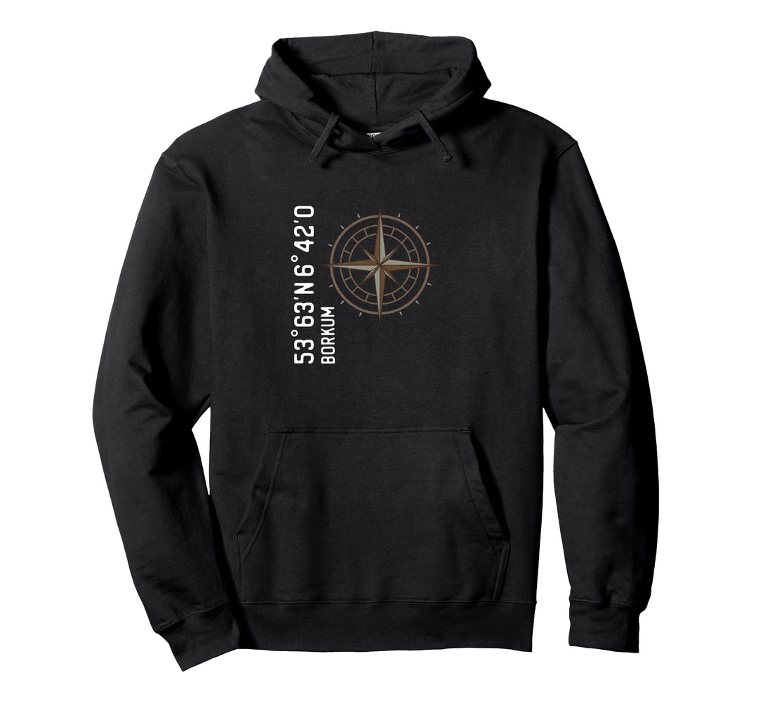Borkum Koordinaten Design Kompass für einen Urlauber, Borkum Pullover Hoodie