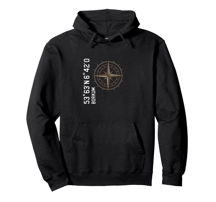 Borkum Koordinaten Design Kompass für einen Urlauber, Borkum Pullover Hoodie
