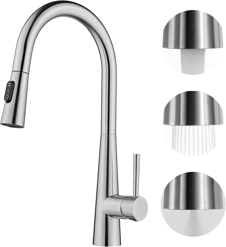CECIPA Wasserhahn Küche, Küchenarmatur mit Brause Ausziehbar, Mischbatterie Küche mit 3 Strahlarten,