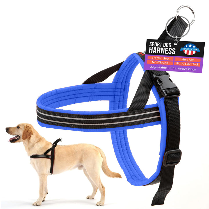ComfortFlex Sport-Hundegeschirr, vollständig gepolstert, reflektierend, verstellbar, leicht, kein Wü