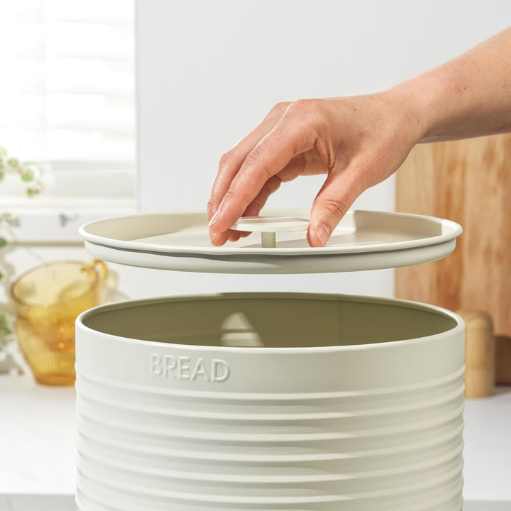 Russell Hobbs RH03269CEU7 Ribbed Brotkasten – Brotkasten aus Metall, grosser Küchenkanister, Aufbewa