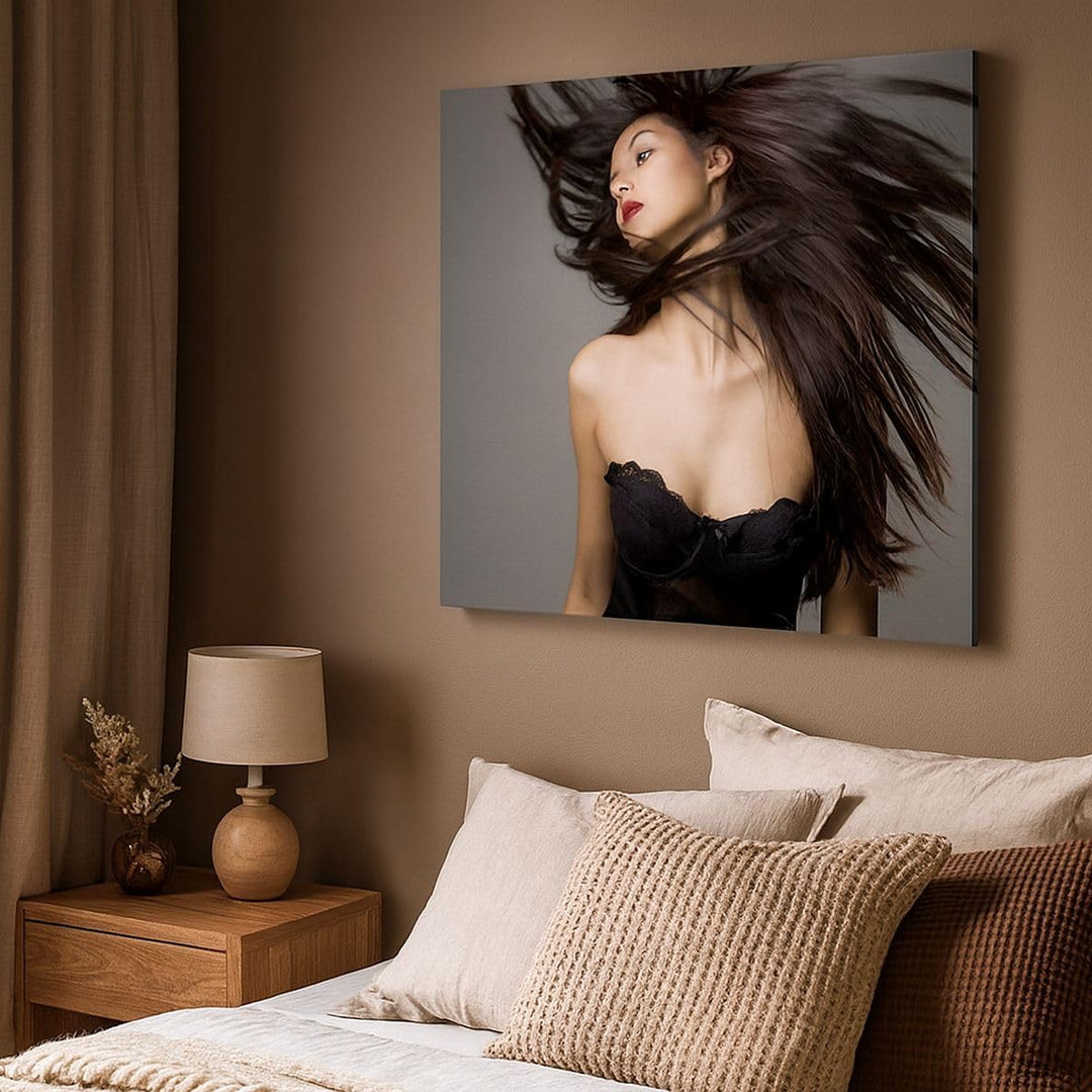 Bilder auf Leinwand 70x70cm Leinwandbild Schönheit Mode Modell posieren Gross Wanddeko Bild Schlafzi