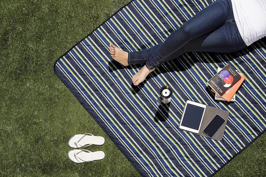 PICNIC TIME ONIVA - a Brand Picknick Zeit Vista Outdoor Decke, Navy/Lime Stripes, 16 x 11 x 3, Navy/