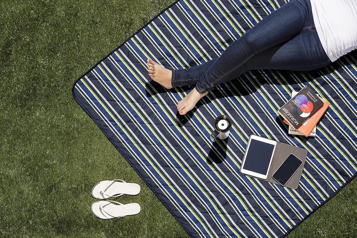 PICNIC TIME ONIVA - a Brand Picknick Zeit Vista Outdoor Decke, Navy/Lime Stripes, 16 x 11 x 3, Navy/