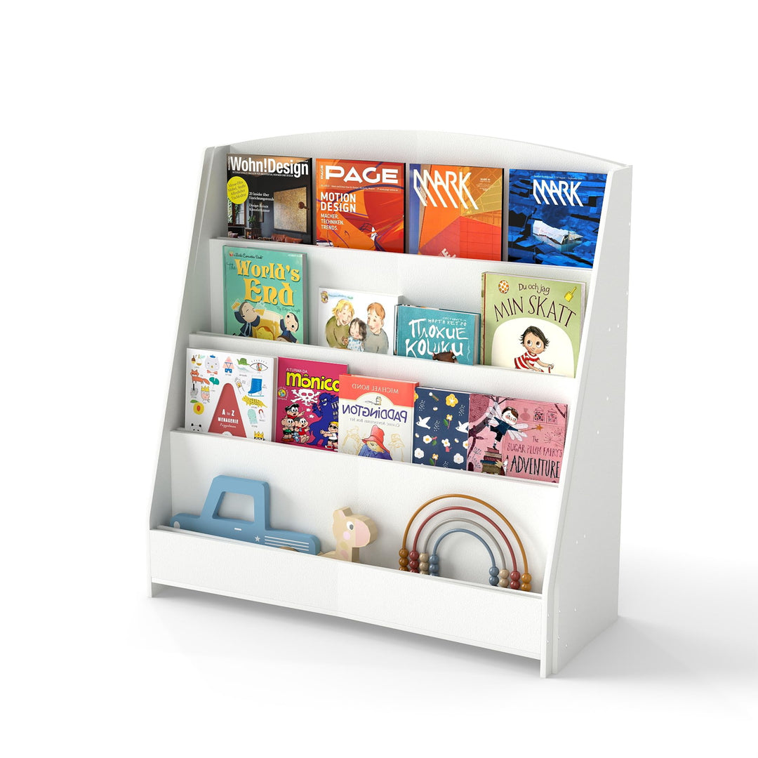 4-stöckiges Kinderbücherregal aus Holz mit 4 Einlegeböden, bücherregal Kinder für Kinderzimmer Kinde
