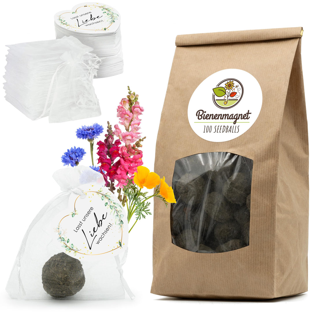 Gastgeschenke Hochzeit Blumensamen Samenbomben - Besonderes Hochzeitsgeschenk für Gäste als Give Awa