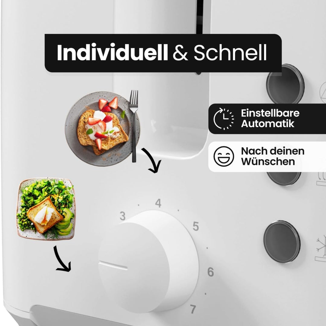Bomann® Toaster 2 Toastschlitze | Toaster mit Brötchenaufsatz | Toaster 2 Scheiben mit Liftfunktion