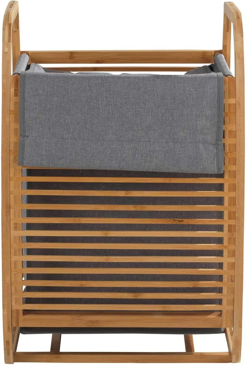 Wäschetonne Wäschesammler Wäschekorb mit Deckel und Tragegriff - Bambus - Braun - B 40 cm x H 61 cm