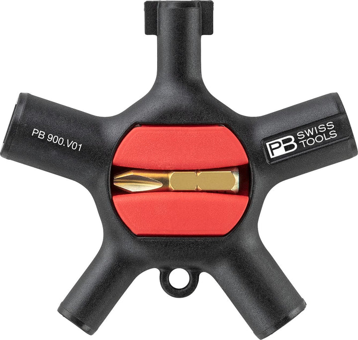 PB Swiss Tools Universal Schaltschrankschlüssel PB 900 V01 | 100% Swiss Made | Kompakter 9-in-1 Univ