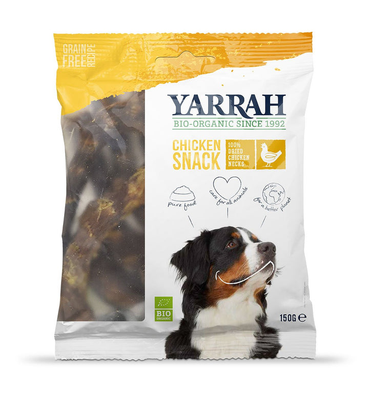 YARRAH Getrocknete Bio Hühnerhälse, 5er Pack (5 x 150 g)