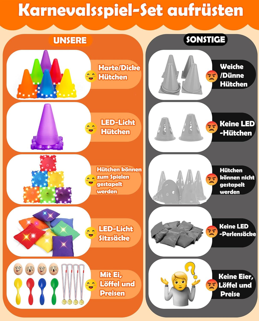 Eocolz Light Up Pylonen Kinder Outdoor Spiele Wurfspiel Cornhole Spiel Outdoor Gartenspielzeug Ringw