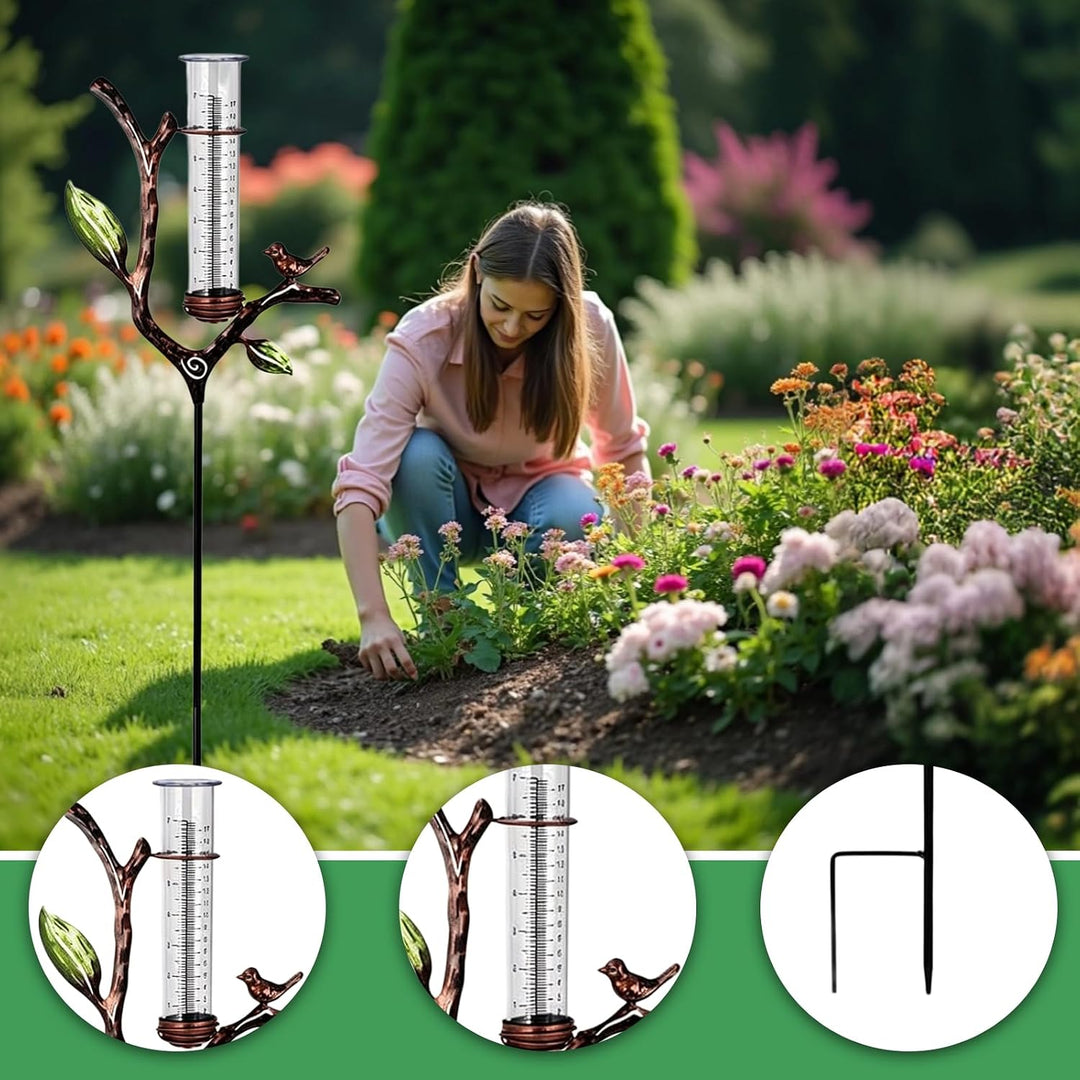 Regenmesser für Garten mit Stab: 87cm Gartendeko Niederschlagsmesser, Regenmesser Frostsicher, Niede