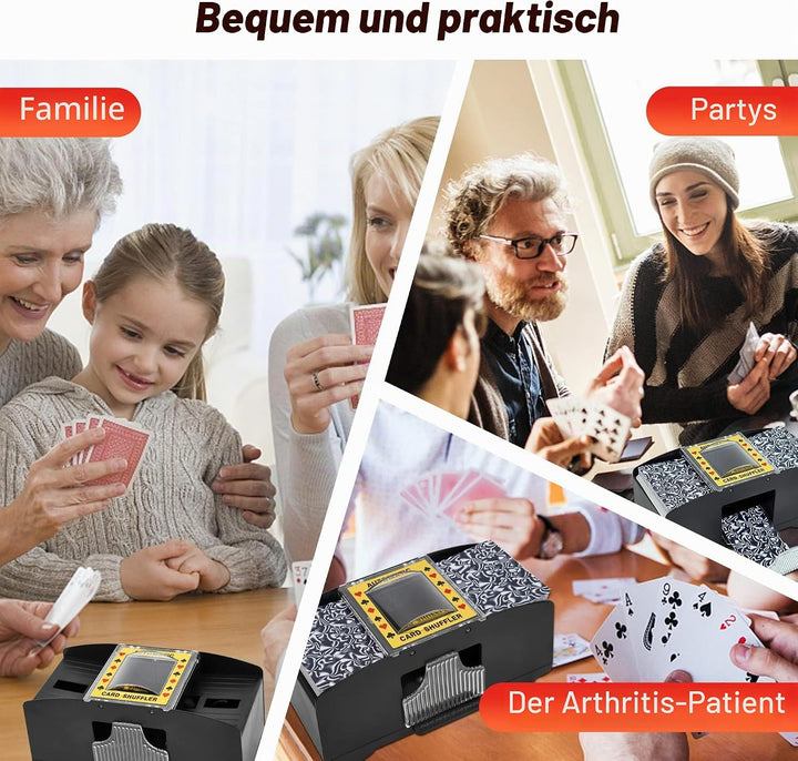 2/6 Deck Automatischer Kartenmischer (Spielkarten im Lieferumfang enthalten) – Batteriebetriebener e