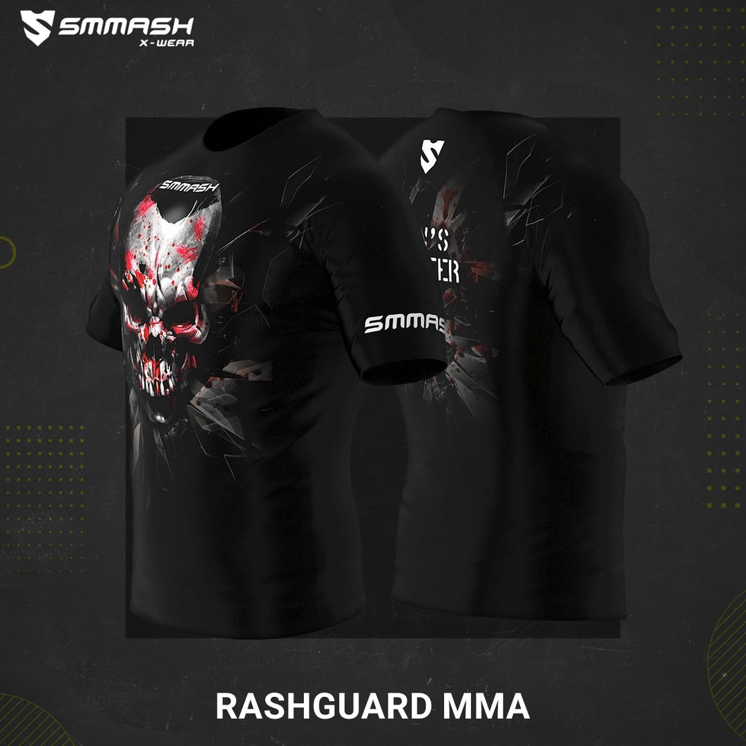 SMMASH Funktionsshirt Herren Rashguard Kurzarm Sportshirt MMA Thaibox Muay Thai Kickboxen Atmungsakt
