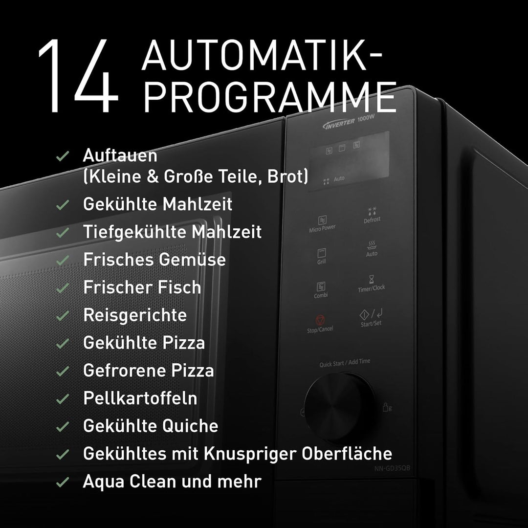 Panasonic NN-GD35QBEPG 29L Grill-Mikrowelle, 1000 W, automatisches Auftauen, Kombinationsgaren, Time