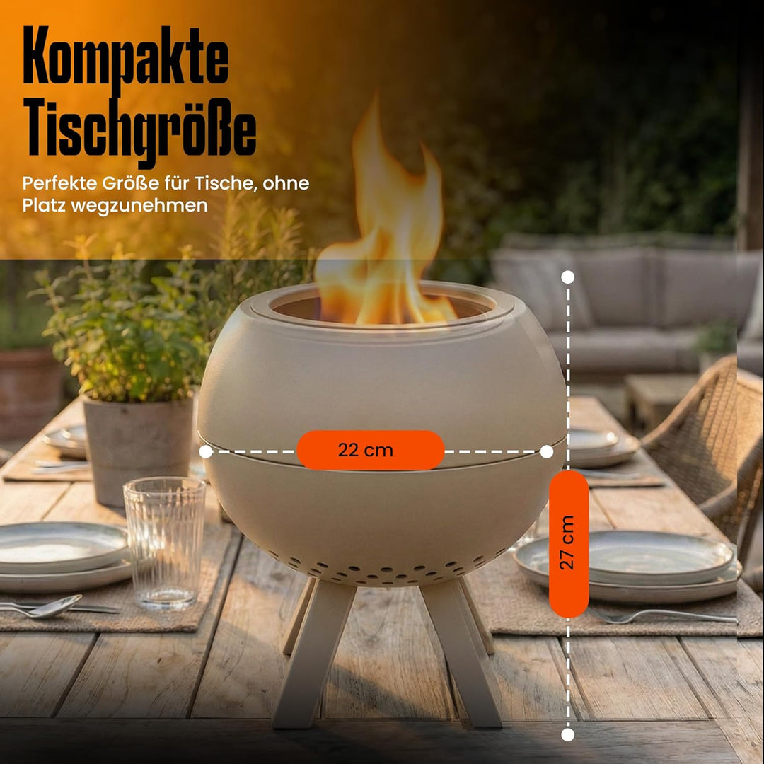 Feuerschale, Feuerstelle,Doppelwandig,Hitzebeständig,Raucharm (Beige), Beige