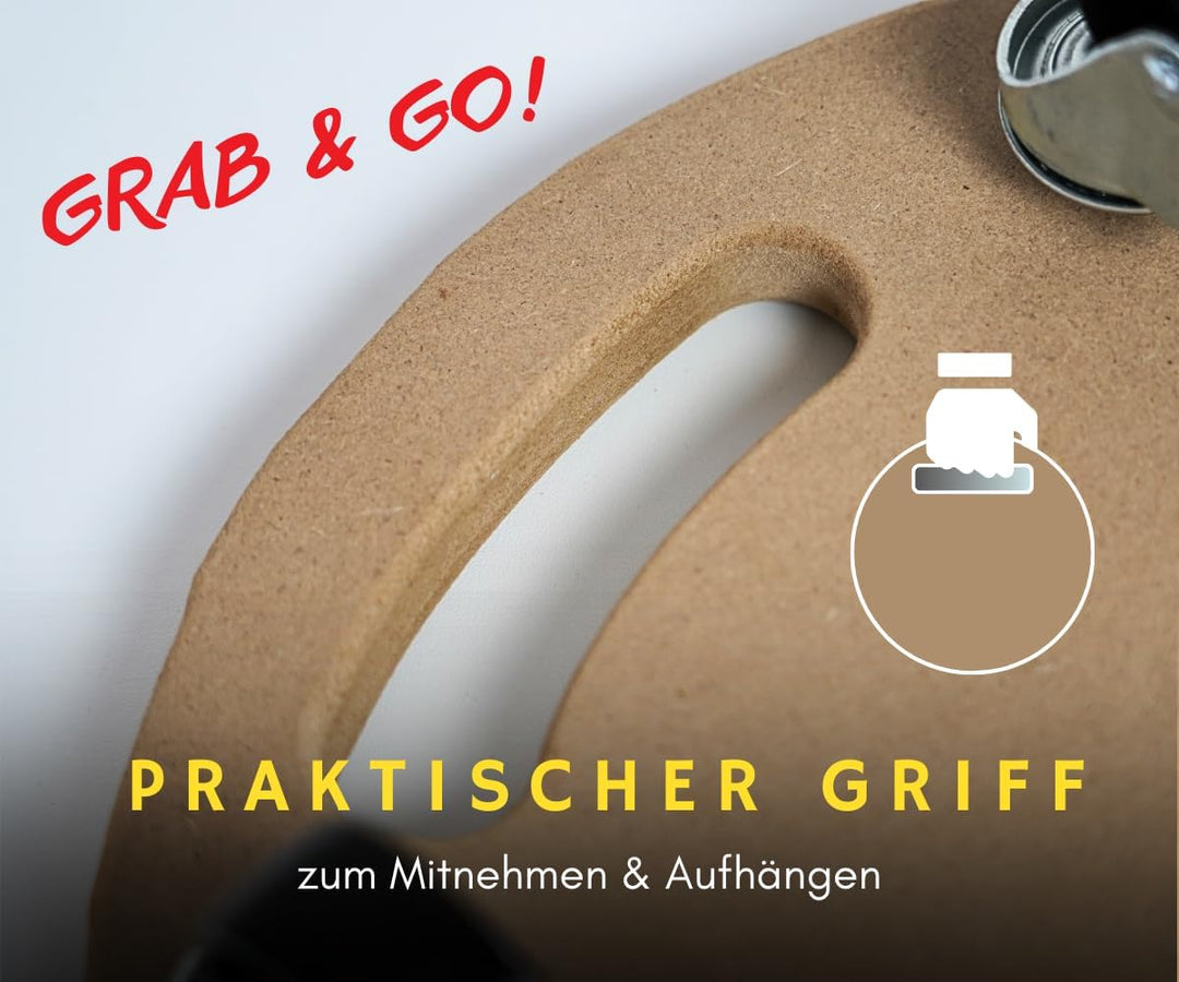 PROREGAL Profi Transportroller Hercules 30x30 cm Rund Schwerlast bis 100 kg mit 4 Gummirollen & Grif