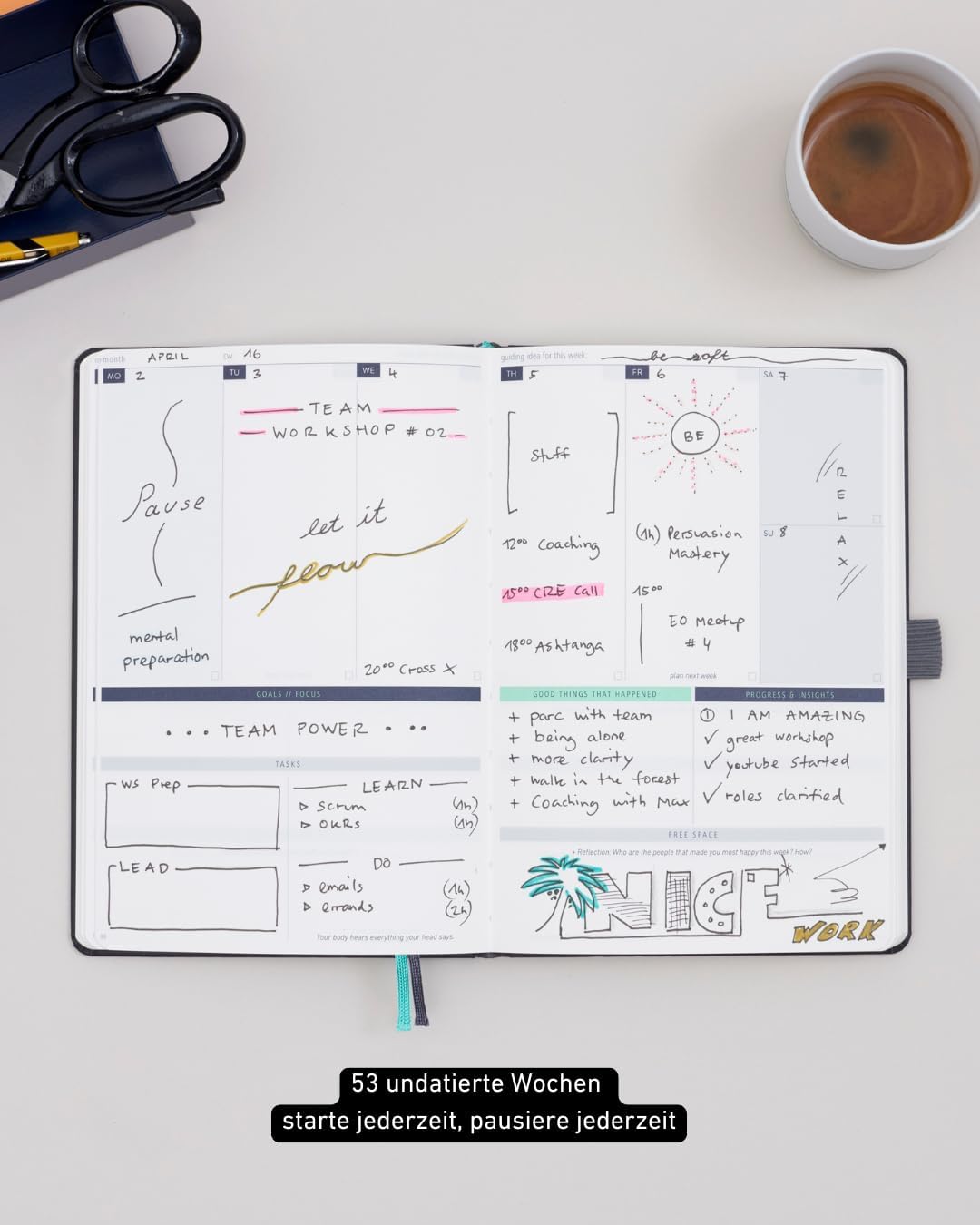 KLARHEIT KALENDER undatiert mit 52 Wochen (A5) – dein Organizer, Terminplaner, Notizbuch und Termink