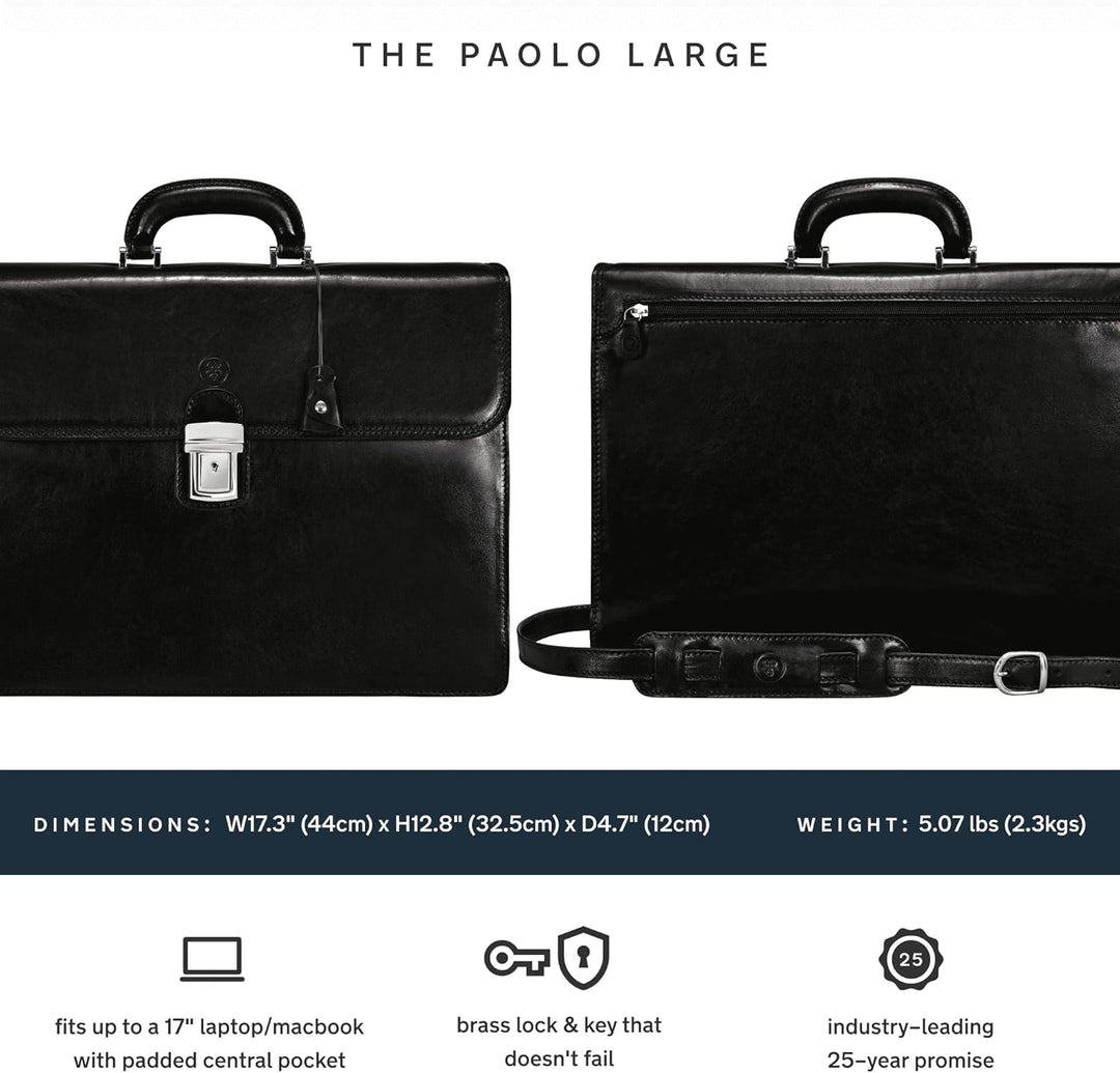 Maxwell Scott - Herren grosse Luxus Leder Aktentasche - Klassische Business Laptop Tasche für 16-17“
