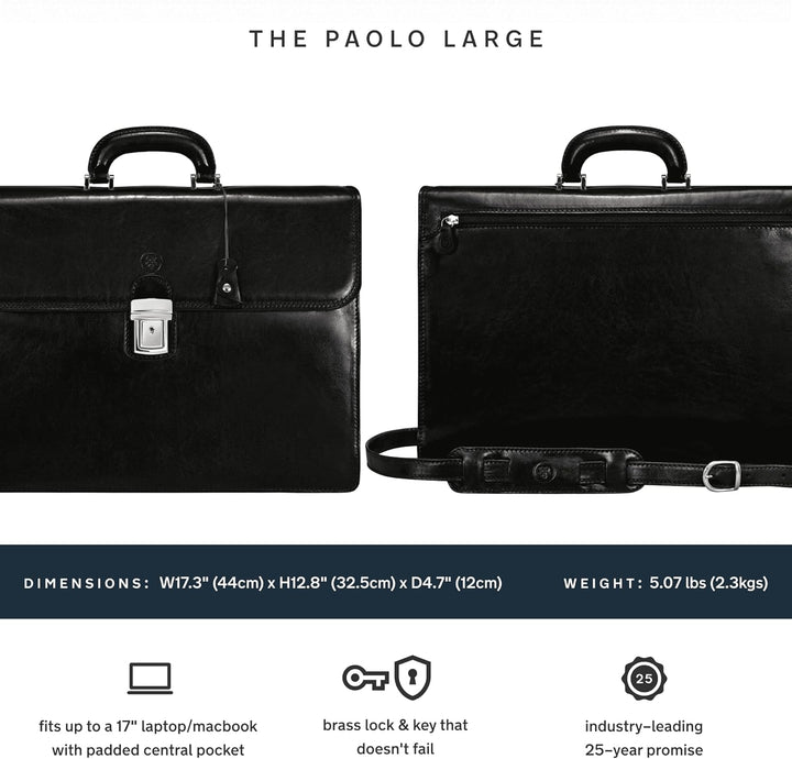 Maxwell Scott - Herren grosse Luxus Leder Aktentasche - Klassische Business Laptop Tasche für 16-17“