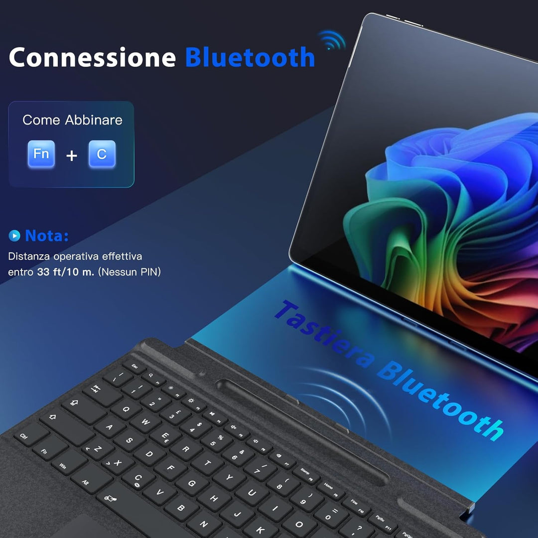 MoKo Italian Touchpad Bluetooth Tastatur für 13 Zoll Microsoft Surface Pro 11/ Pro 10/ Pro 9/ Pro 8/