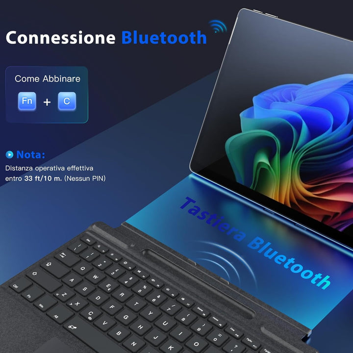 MoKo Italian Touchpad Bluetooth Tastatur für 13 Zoll Microsoft Surface Pro 11/ Pro 10/ Pro 9/ Pro 8/