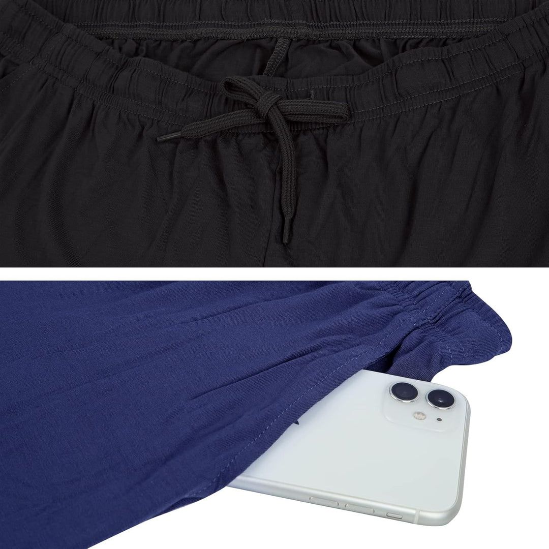 Chalier Cozy 2er Pack Pyjamahose Herren Kurz Modal Schlafanzughose Weich Verstellbare Taille, Beidse