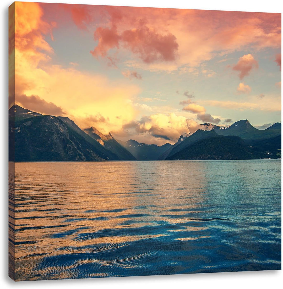 Pixxprint eine schöne Landschaft im Norden, Format: 70x70 auf Leinwand, 70x70