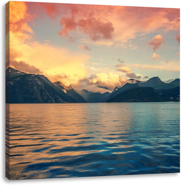 Pixxprint eine schöne Landschaft im Norden, Format: 70x70 auf Leinwand, 70x70