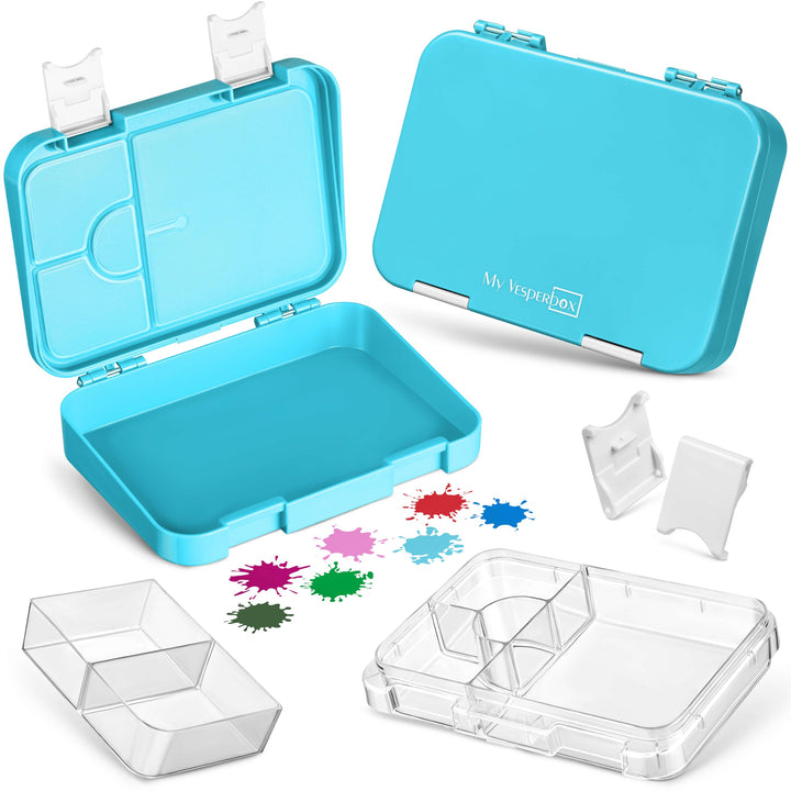 My Vesperbox – Len - Bento Box Kinder - Lunchbox mit 4+2 Fächern - extrem robust – Brotdose – Brotbo
