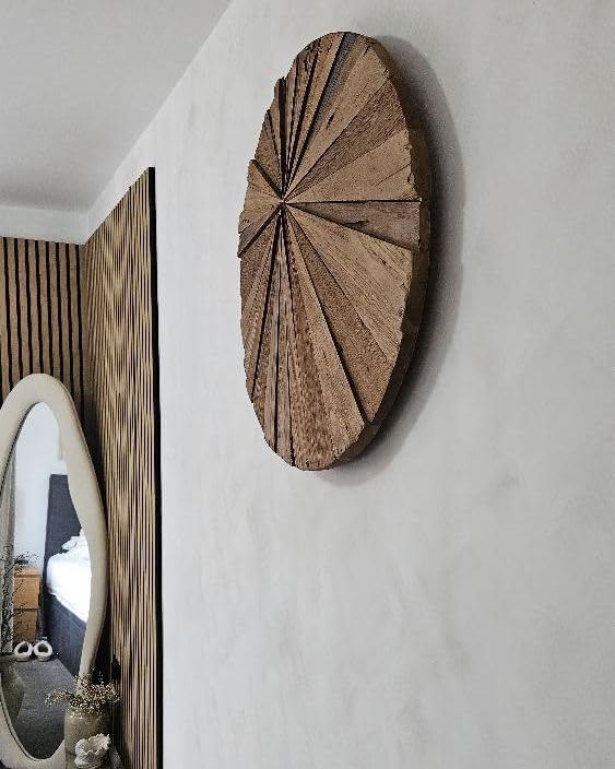 Wanddekoration Teakholz hellbraun / dunkelbraun rund ø 60 cm Modern Morelia