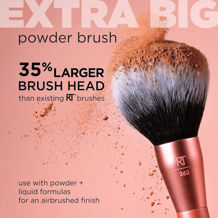 Real Techniques Extra grosser Puderpinsel, grosser Make-up-Pinsel für Puder, flauschiger Kopf für Al