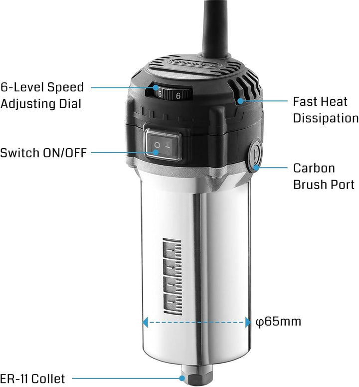 SainSmart 710W Kompakter Router mit 65 mm Durchmesser, 6 variablen Geschwindigkeiten, Handtrimmer-Ro