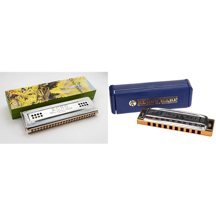 Hohner M569633 Echo Harp 96 C/G Mundharmonika & Blues Harp Mundharmonika in C-Dur Bundle mit Blues H