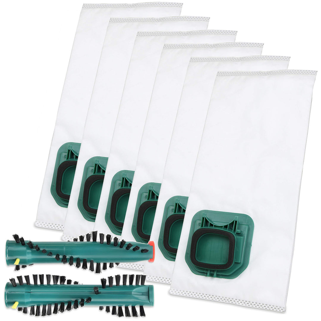 6 Staubsaugerbeutel und Bürsten kompatibel mit Vorwerk Kobold VK 140 / VK 150 mit EB 360/370