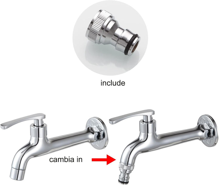 Chrom Wasserhahn aus Messing Waschmittel Badezimmer Wandmontage Waschtischarmatur Aussen Garten Schl