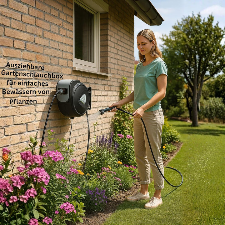 Wandschlauchbox 15 m Gartenschlauchtrommel | Schlauchaufroller