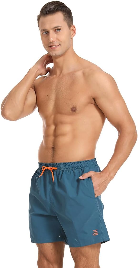 JustSun Badehose Herren Schnelltrocknend Boardshorts mit Mesh-Futter und Verstellbarem Tunnelzug M P