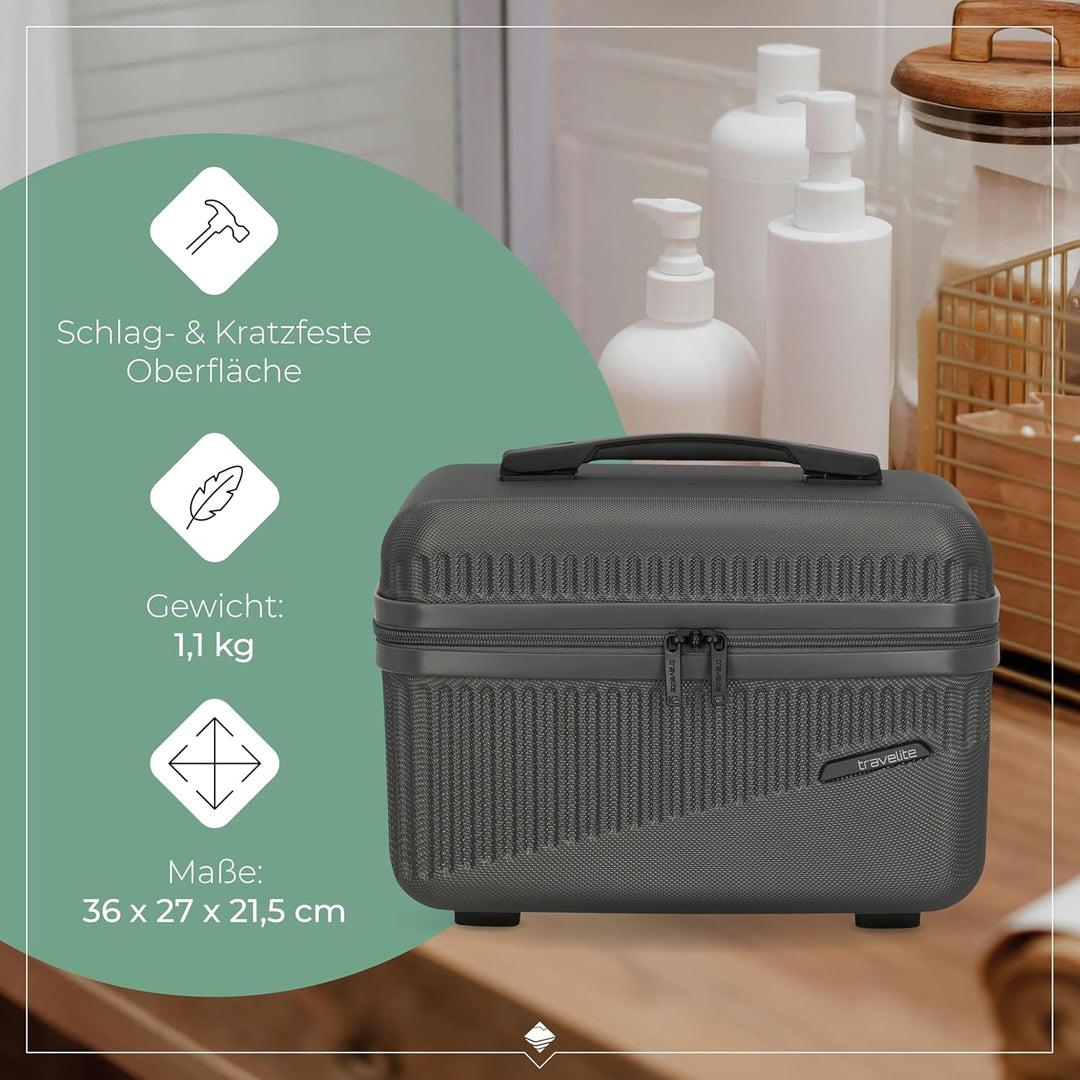 travelite Beautycase Hartschale Handgepäck, Bali, Kosmetikkoffer mit Organizer -und Aufsteckfunktion