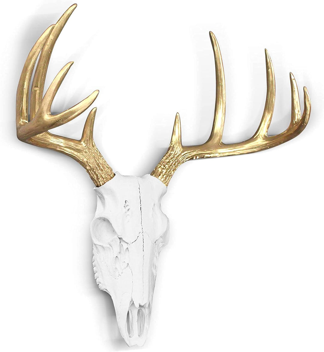 WALL CHARMERS Mini-Taxidermie-Kopf, Hirschkopf, 40,6 cm, handgefertigt, Landhaus-Dekoration Mini Wei