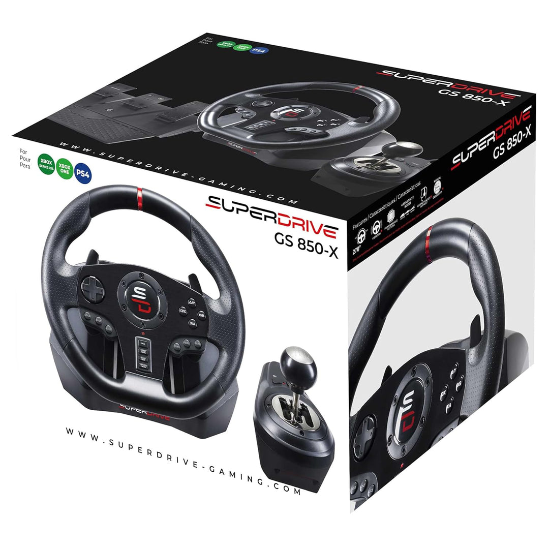 Subsonic- Gs850-X Rennlenkrad mit manuellem Schalthebel, 3 Pedalen, Schaltwippen für Xbox Series X/S