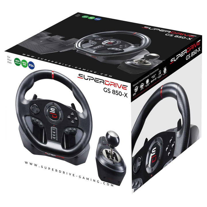 Subsonic- Gs850-X Rennlenkrad mit manuellem Schalthebel, 3 Pedalen, Schaltwippen für Xbox Series X/S