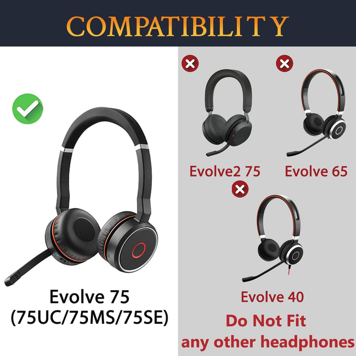 SOULWIT Kühlgel Ersatz Ohrpolster für Jabra Evolve 75(75 UC 75MS 75SE) Stereo-Bluetooth-Headset/Kopf