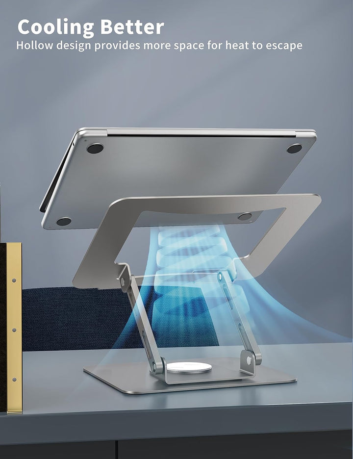 SOUNDANCE Laptopständer mit 360° drehbarer Basis, Ergonomische Computererhöhung für Schreibtisch, Fa