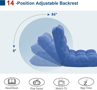 HOMASIS Bodenstuhl gepolstert, Bodensessel mit Verstellbarer Rückenlehne in 14 Positionen, Lesesesse