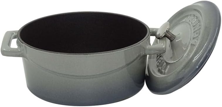 Pentole Agnelli Slowcook Ovale Auflaufform aus Gusseisen mit 2 Griffen, grau, 12 cm 12 x 9 Cm Grau,