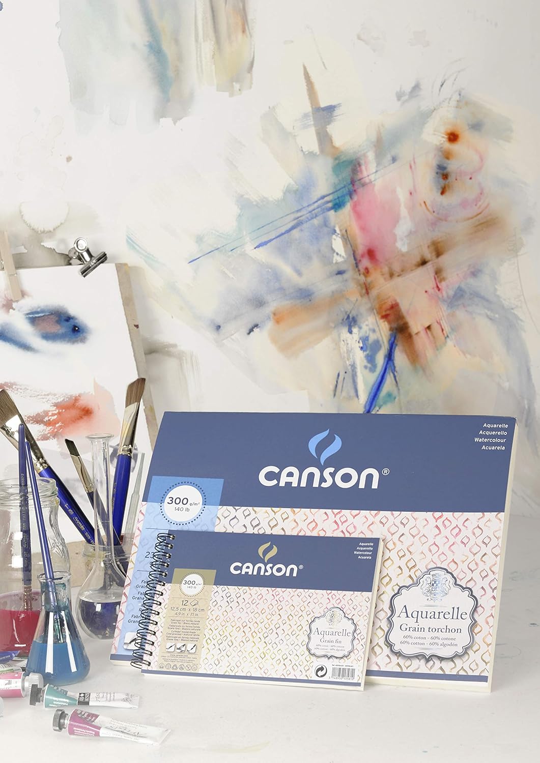 Canson Aquarelle Canson Block rundumgeleimt, 25 x 36 cm, 20 Blatt, 300 g/m², Feinkorn