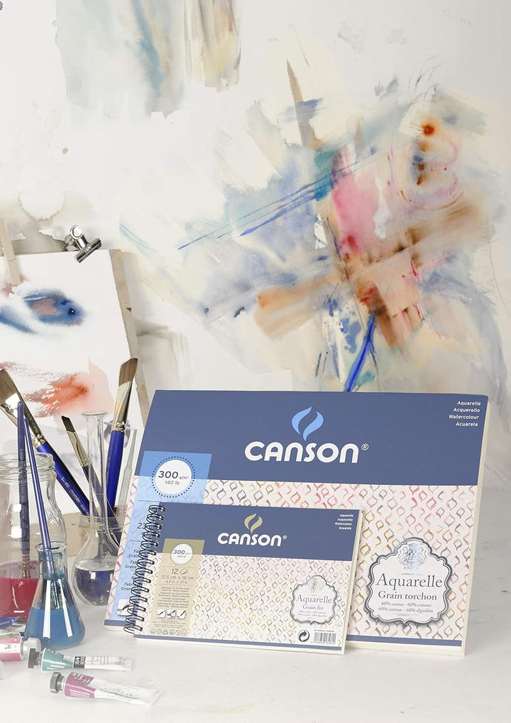 Canson Aquarelle Canson Block rundumgeleimt, 25 x 36 cm, 20 Blatt, 300 g/m², Feinkorn